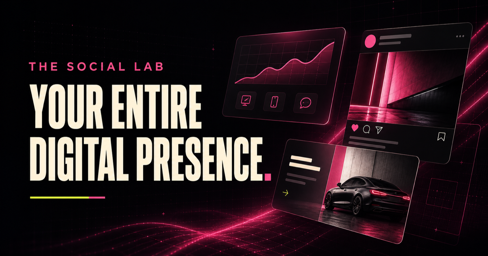 The Social Lab campaign concept with analytics, social and automotive creative